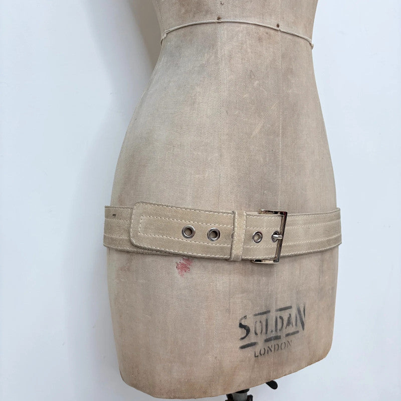 Tan leather silver eyelet belt