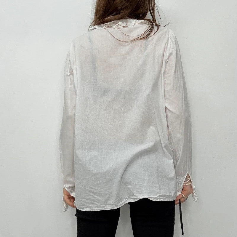 antique white cotton lace shirt