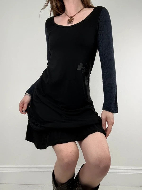 Cop Copine structured vintage black jersey midi dress