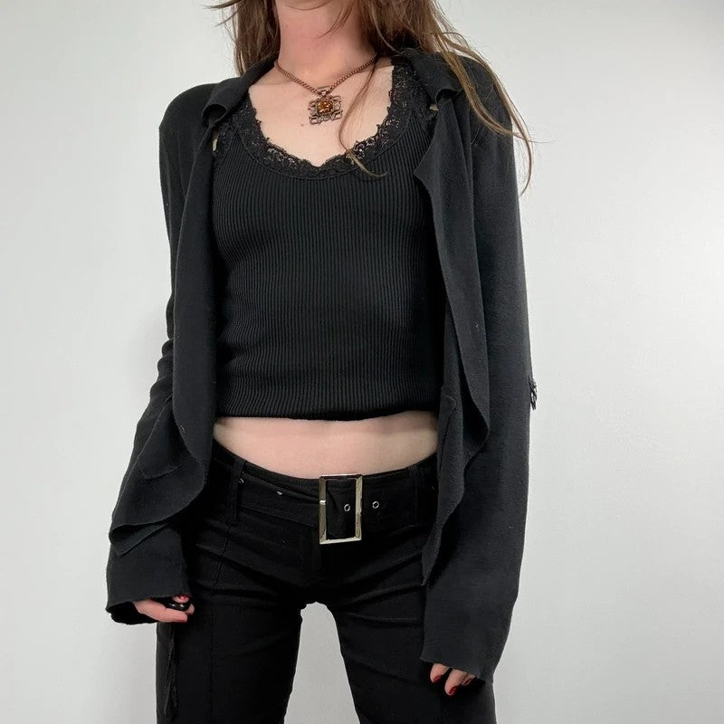 Black cop copine utility cardigan