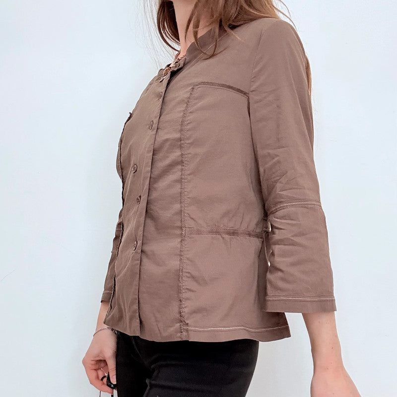 asymmetric brown fitted jacket