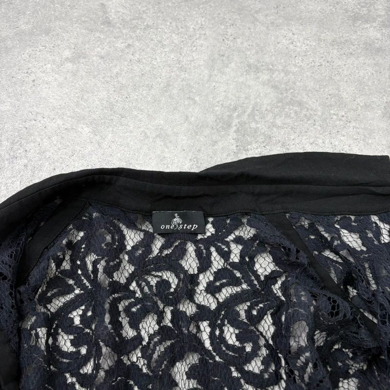 sheer navy lace fitted shirt