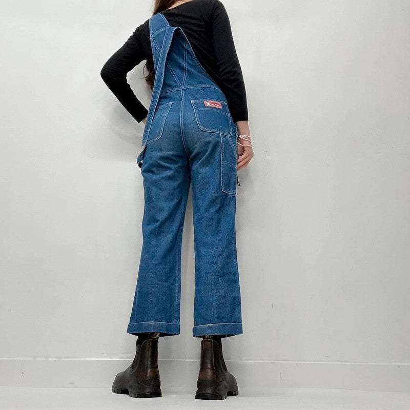 denim wide leg dugarees