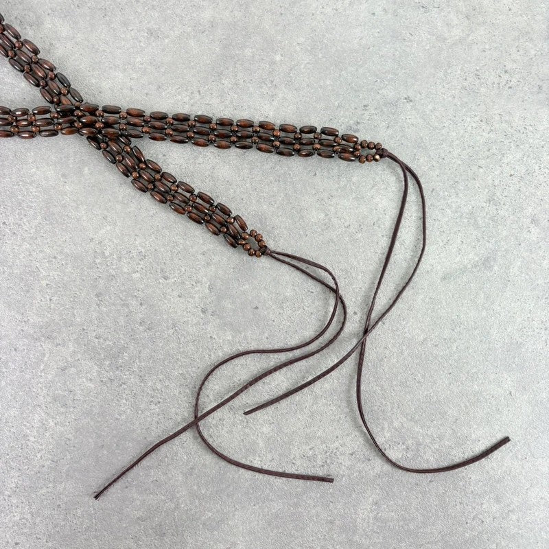 Brown beaded waist chain belt