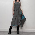 pinstripe nylon asymmetric maxi dress