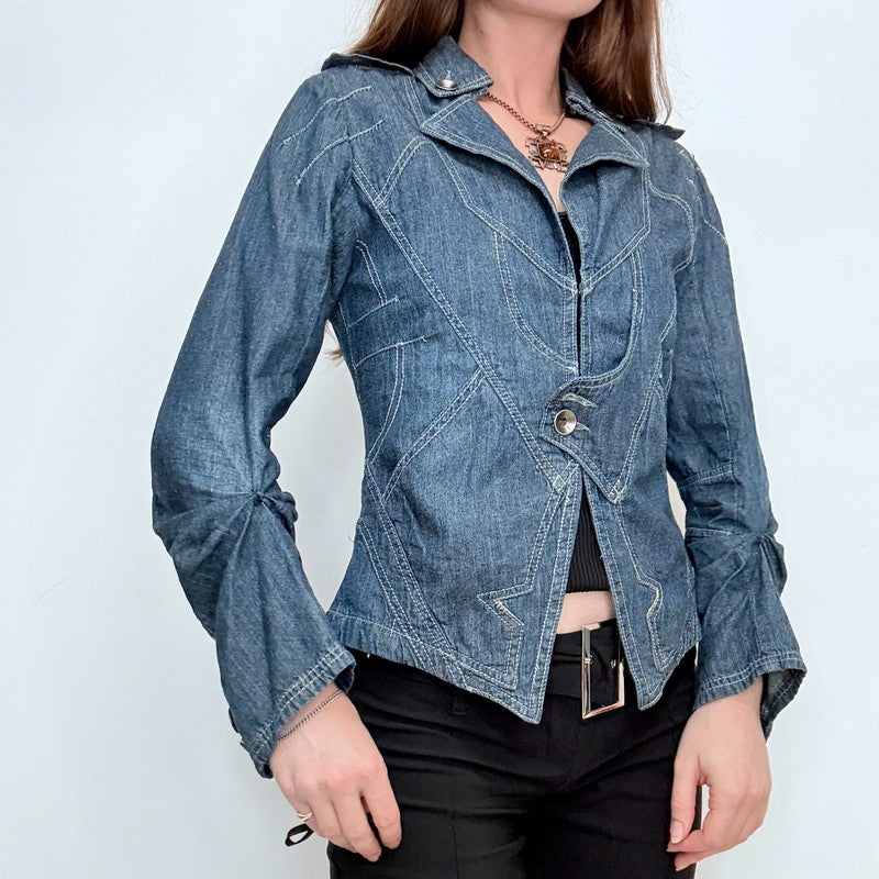 asymmetric structured denim utility jacket