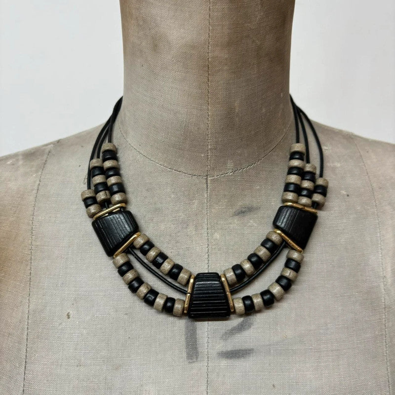 Boho grunge layered bead necklace