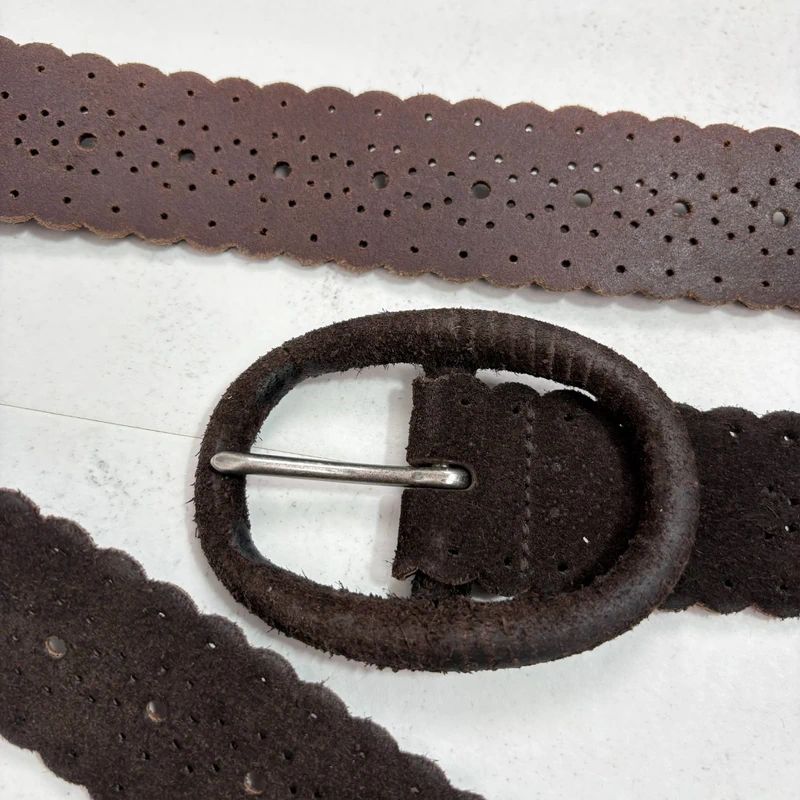 dark brown suede leather belt