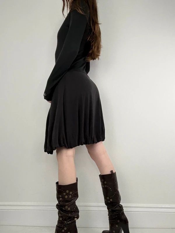 cop copine long sleeve pleated puff dress
