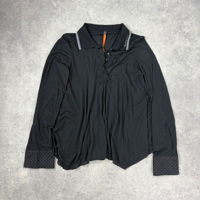 Black Cop Copine pleated flared shirt