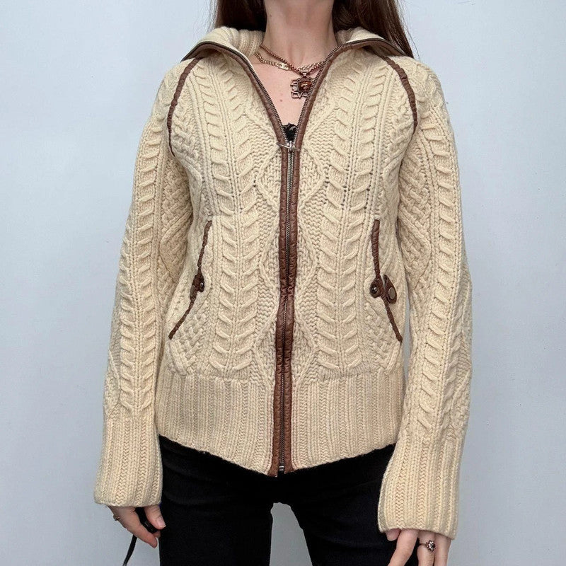 wool cable knit Diesel cardigan