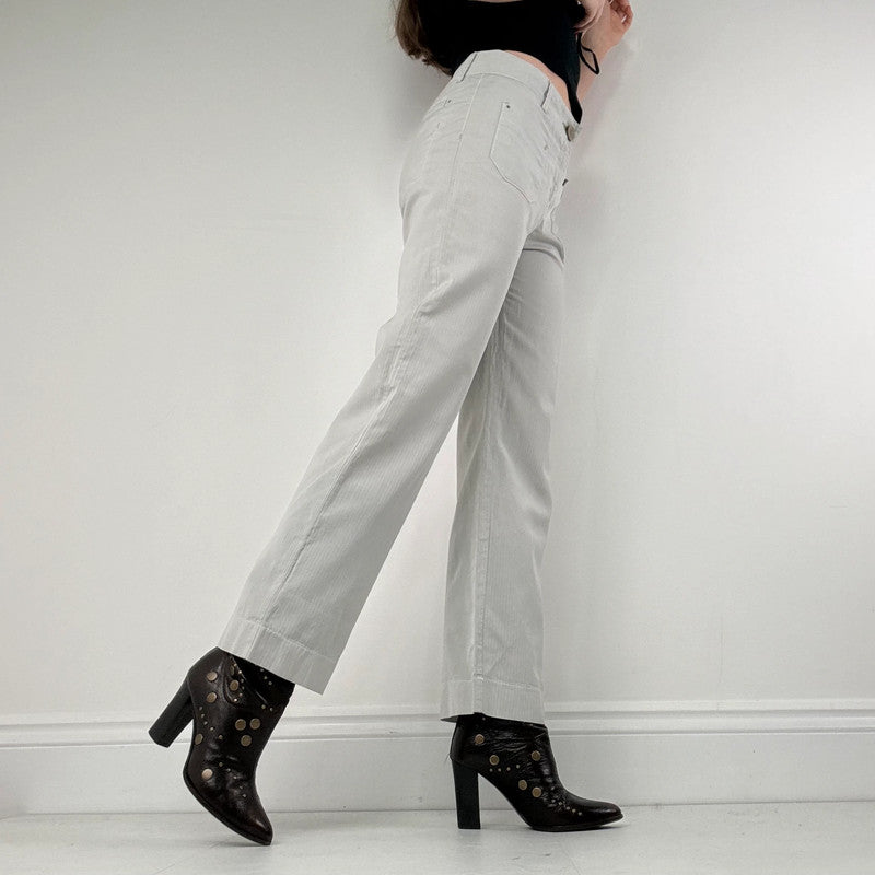 Cop Copine grey pinstripe flared utility trousers