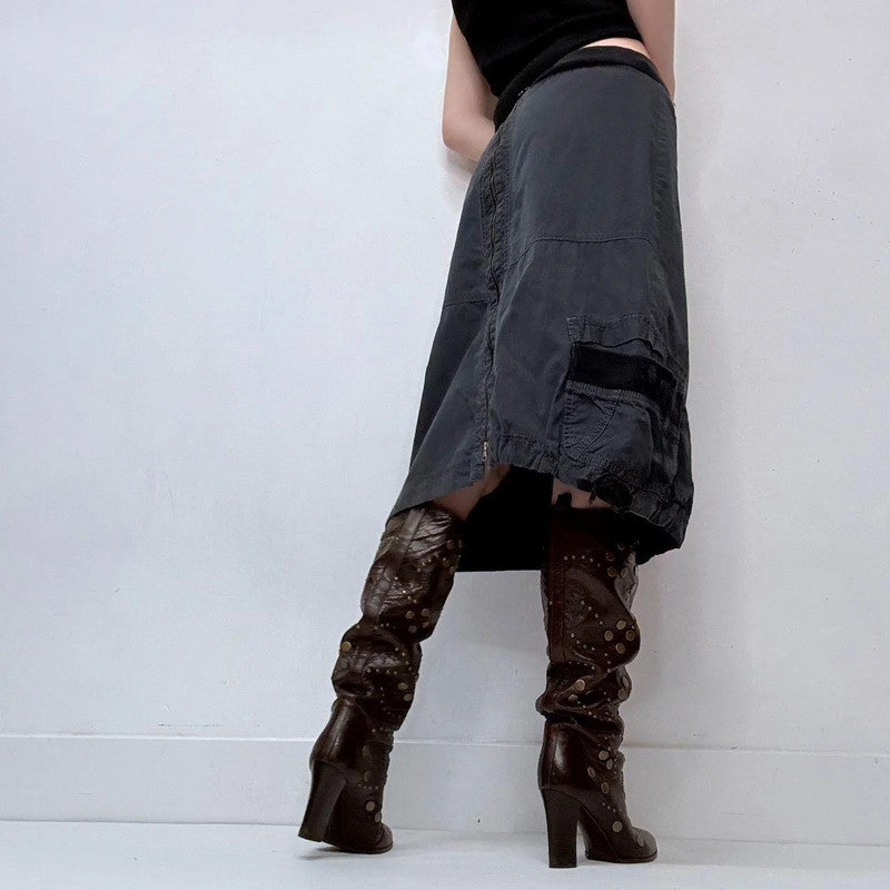 pinstripe low rise stretch waistband skirt