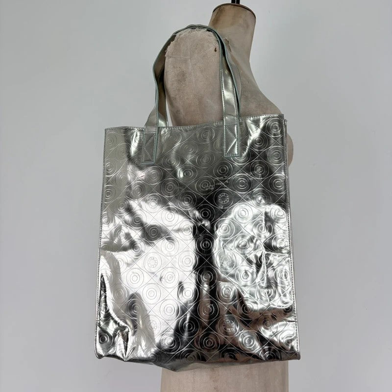 Silver metallic kenzo logo tote bag