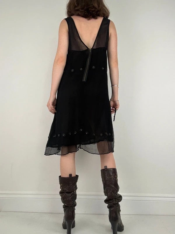 Grunge indie punky layered floaty black dress