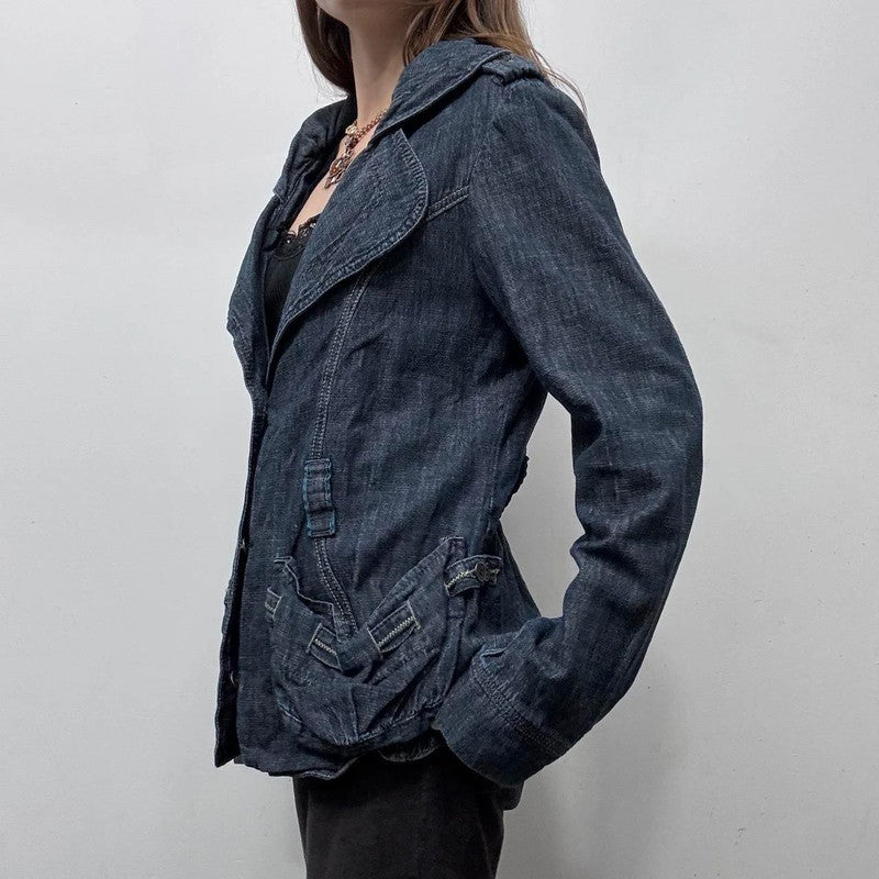slouchy cargo denim blazer jacket