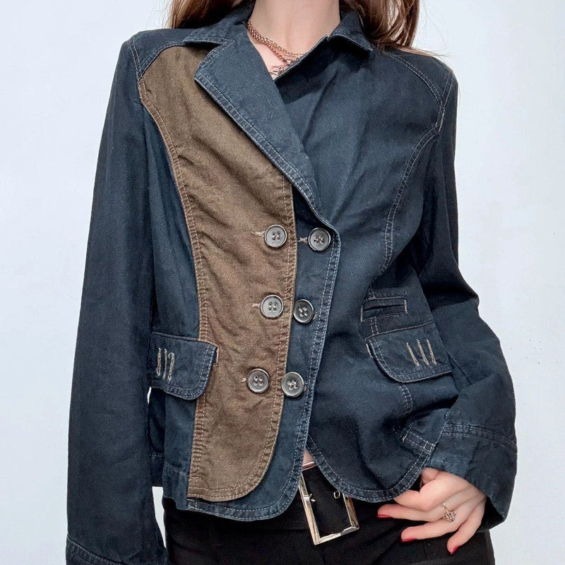 asymmetric flared grunge linen jacket