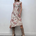 lace floral print sheer flutter maxi dress