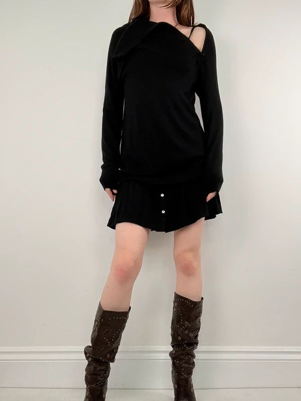 Asymmetric zip long sleeve dress