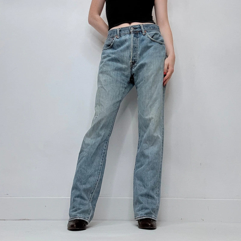 distressed denim straight leg levis jeans