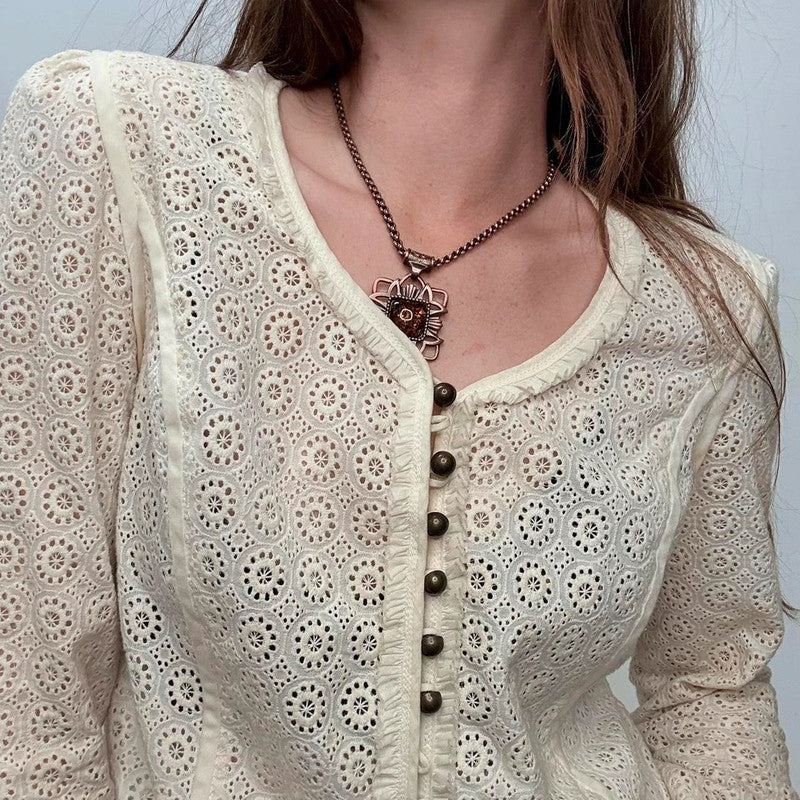 cream embroidered regency blouse