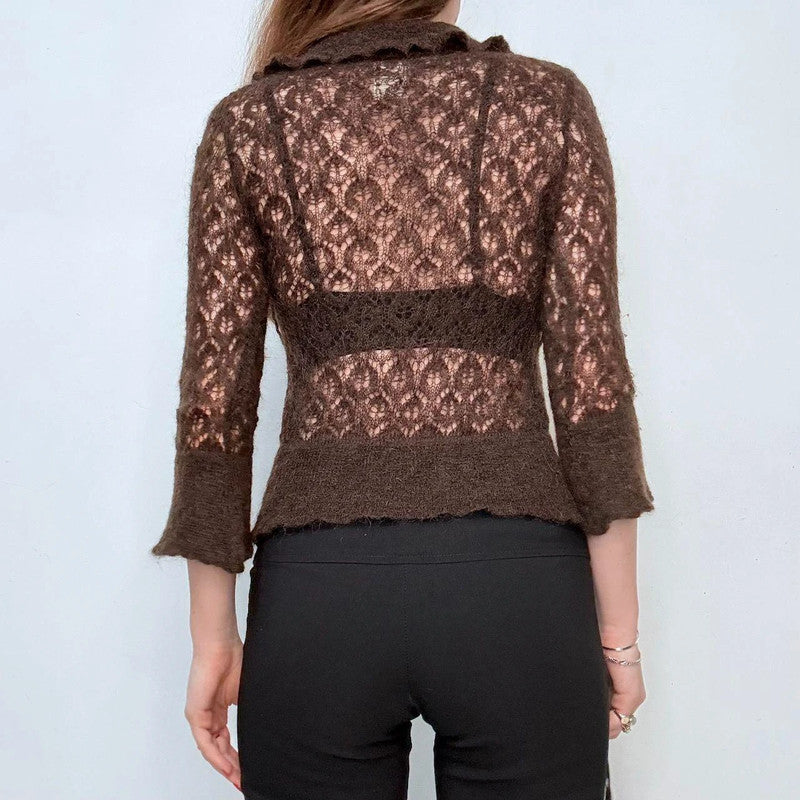 brown mohair Dior lace cardigan
