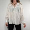 white cotton pleated flared french blouse Orfeo Paris