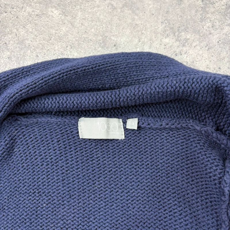 Navy knitted slouchy draped neck vest sweater