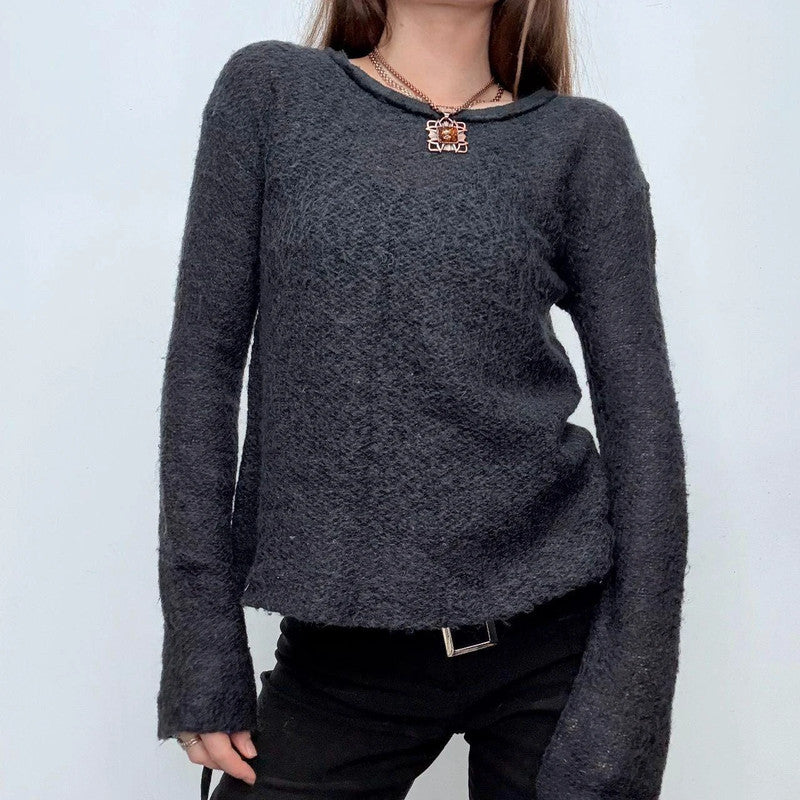sheer knit grey wool jumper