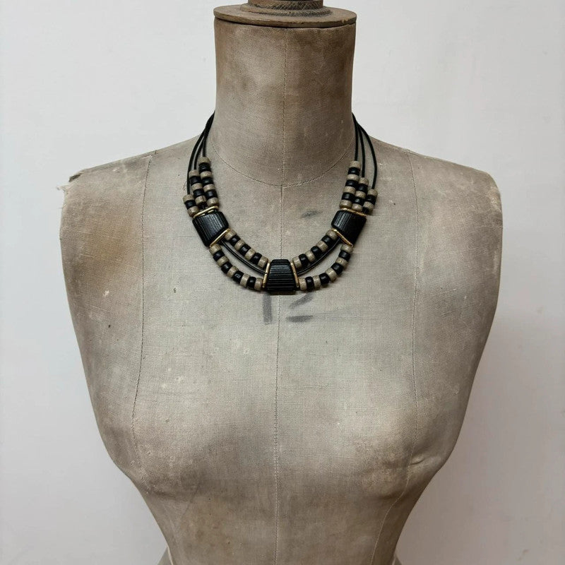 Boho grunge layered bead necklace