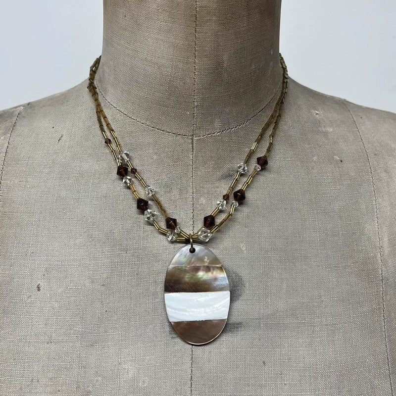 Layered beaded shell necklace