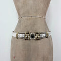 chunky metal boho white leather belt