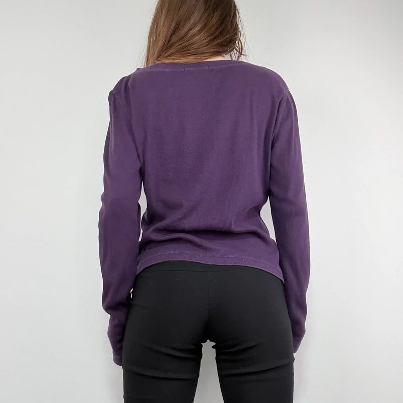 slouchy cotton button long sleeve t-shirt