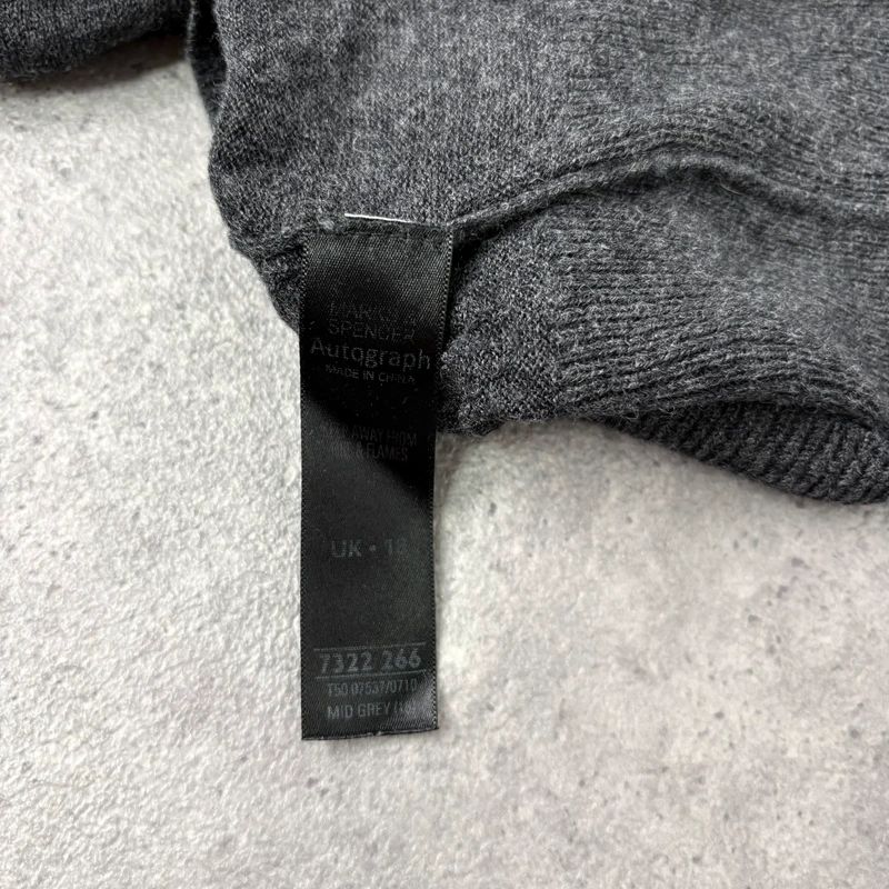 grey slouchy knit off-the-shoulder jumper, wool and silk blend