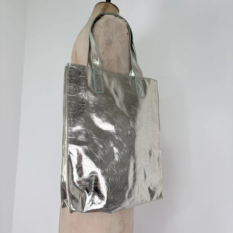 Silver metallic kenzo logo tote bag
