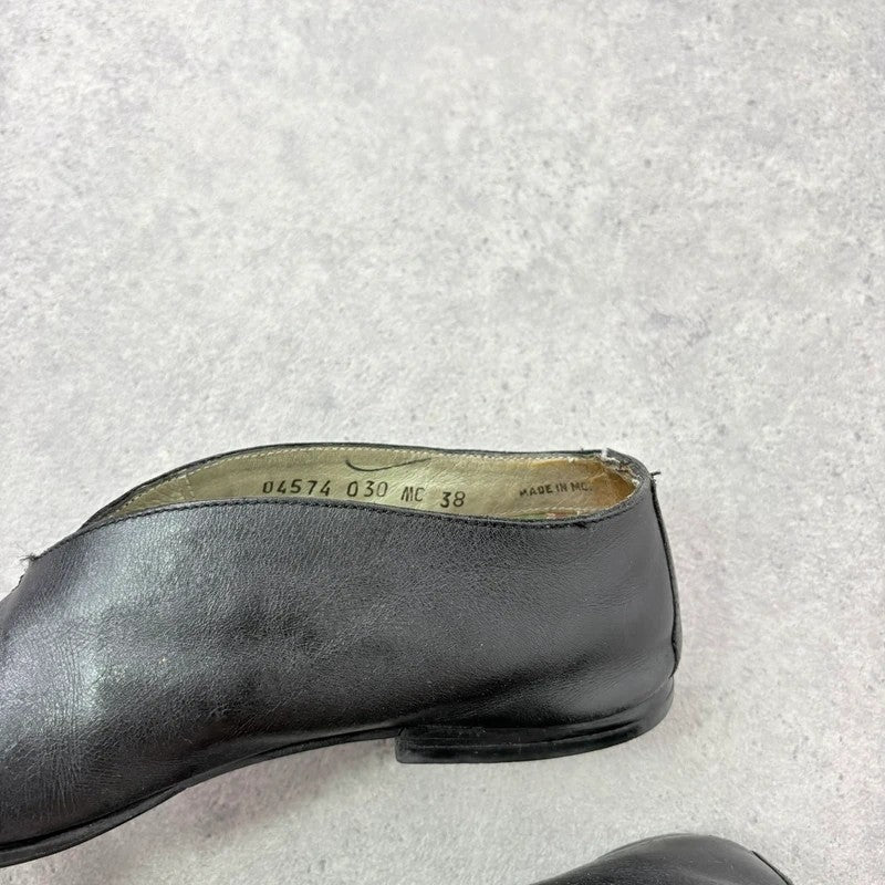 Black leather camper ballet flats