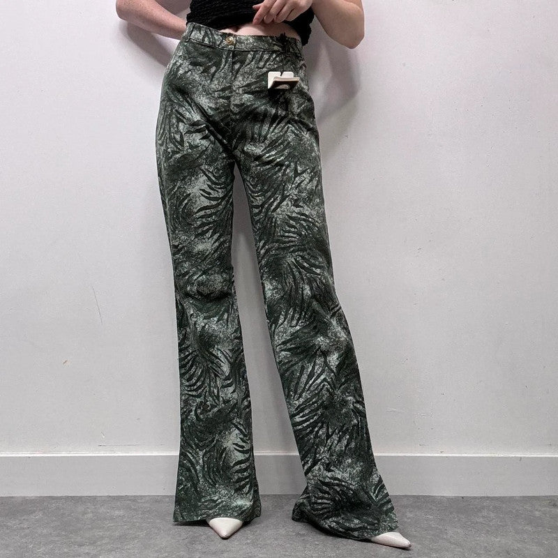90s patterned flared bootcut jeans