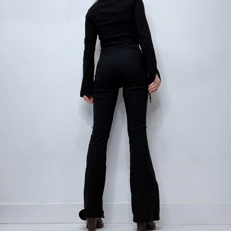 black flared fitted black jumpsuit