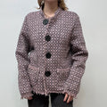 pink patterned wool cardi peacoat