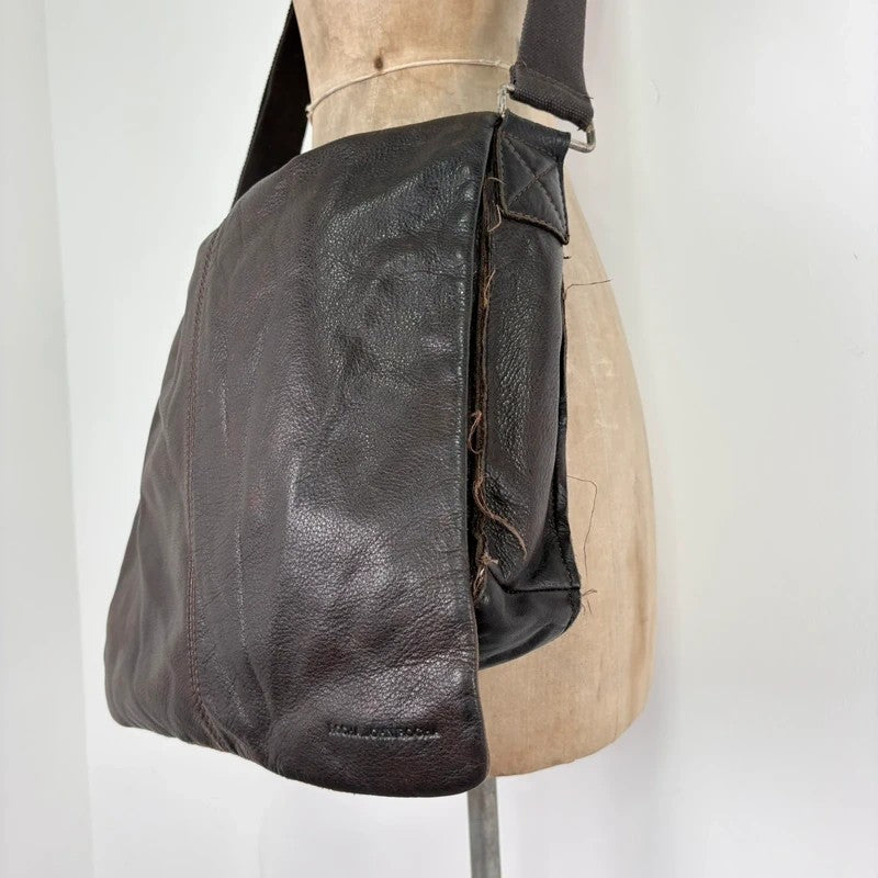 Brown leather satchel slouchy crossbody bag