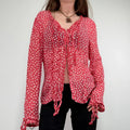 Red polka dot flutter fray blouse with hook and eyes