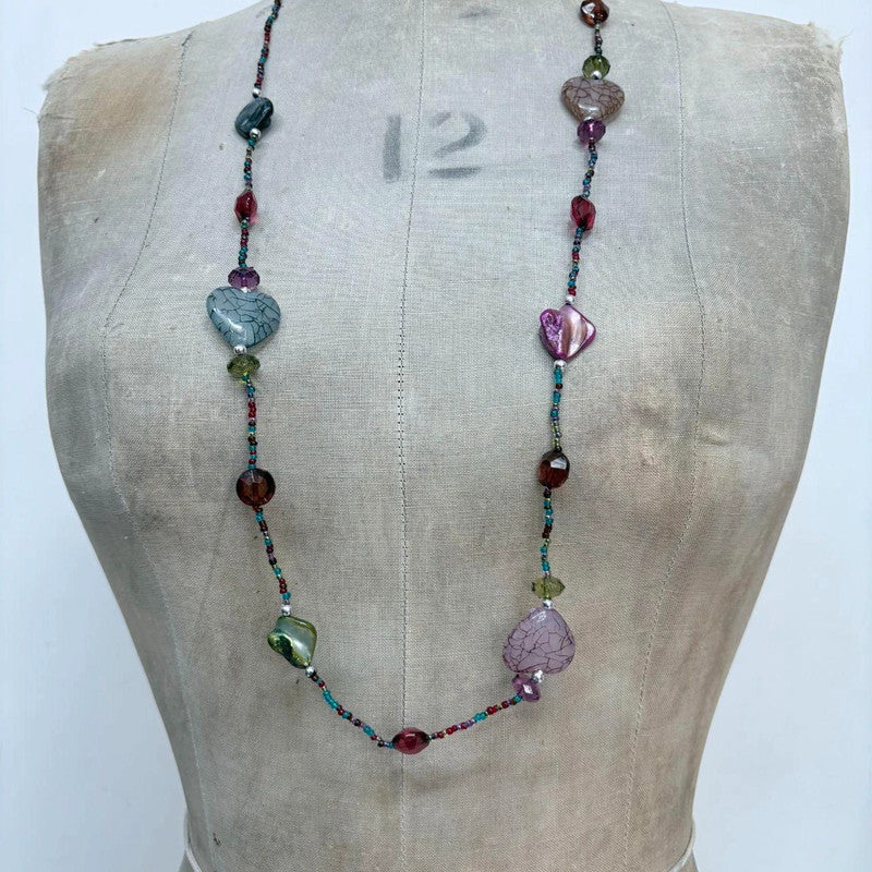 long beaded gemstone necklace