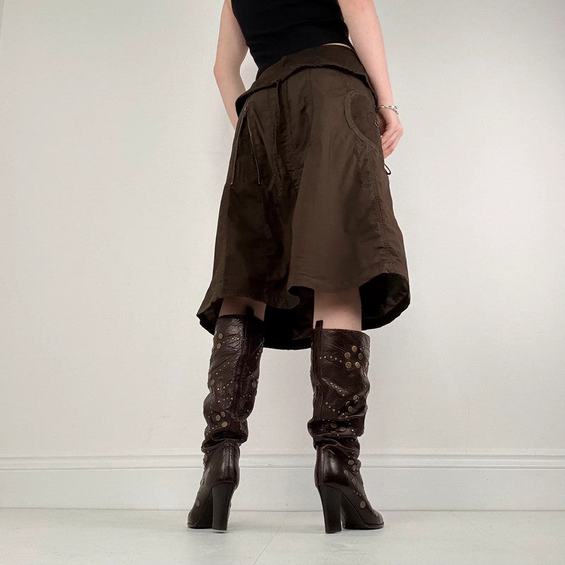 brown stuctured utility skirt