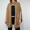 Tan Cable Knit Cape Cardigan