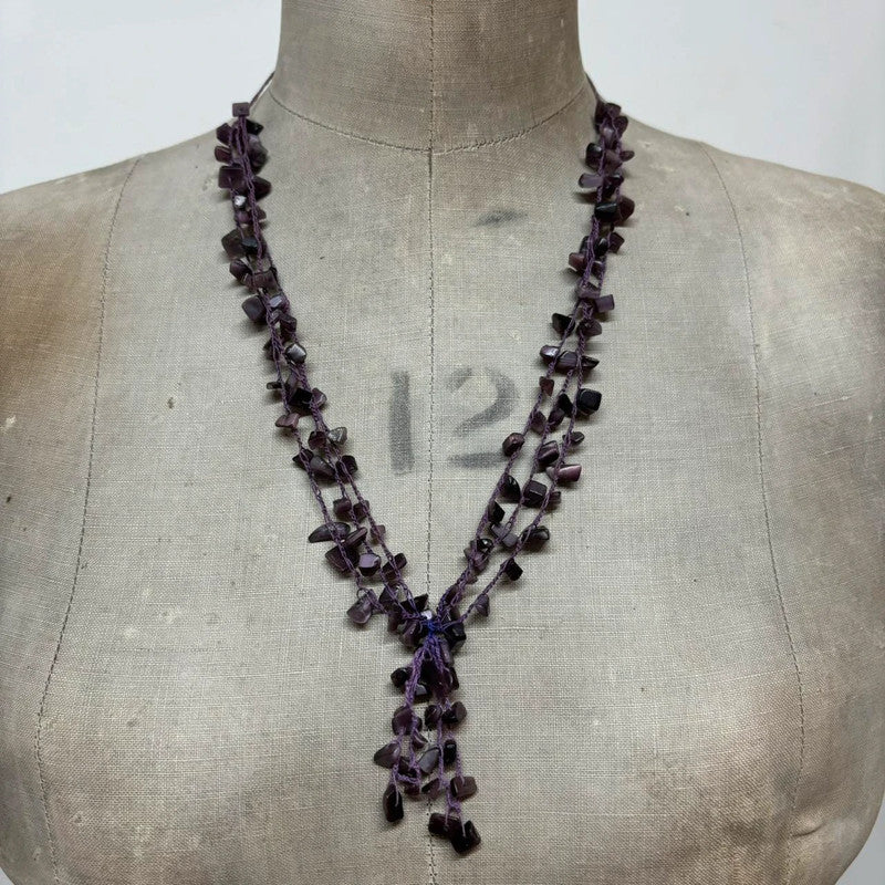 Boho drape gemstone necklace