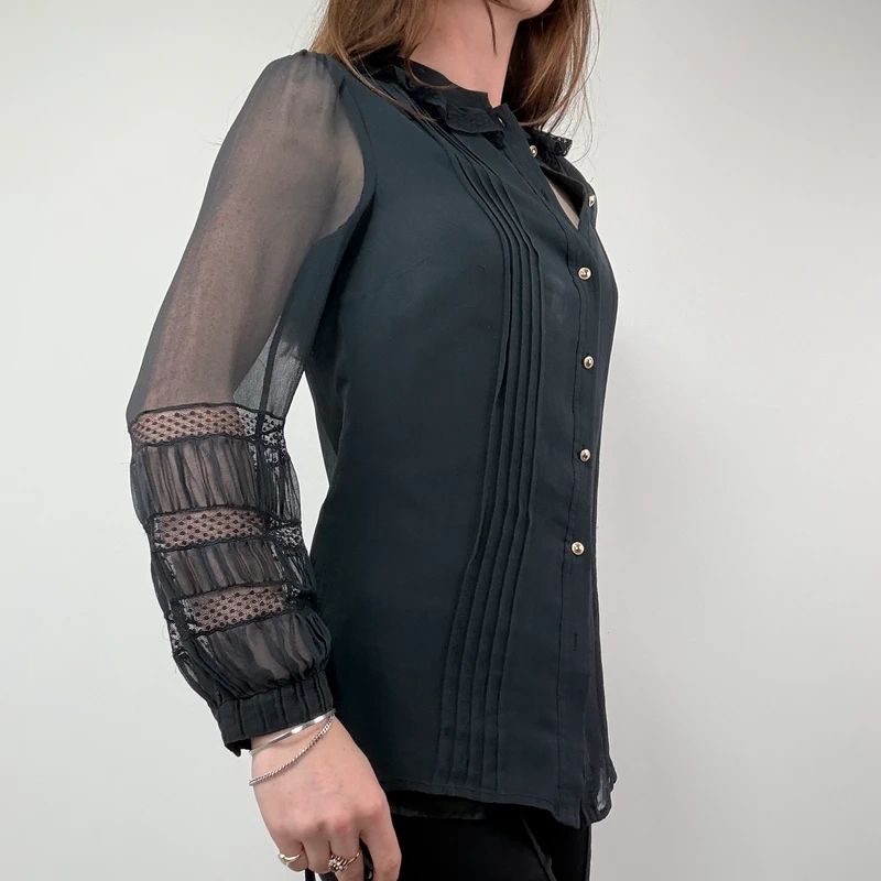 Sheer Lace Silk Gothic Shirt