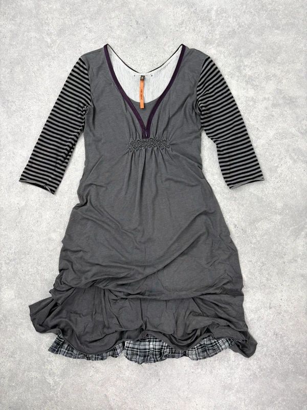 Cop Copine pinstripe gathered midi dress
