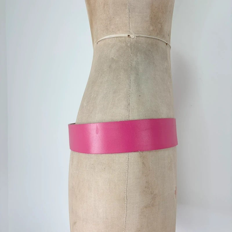 Pink leather chunky thick belt