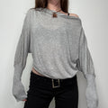 grey slouchy off the shoulder