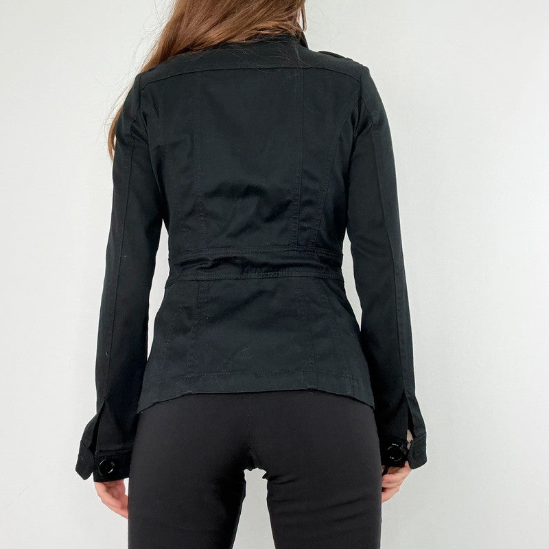 black asymmetric military jacket